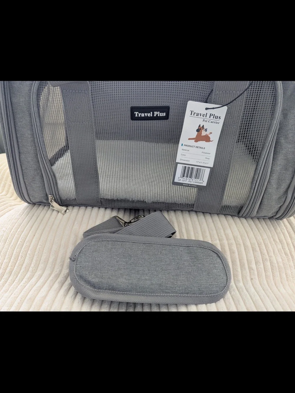 Travel Plus Gray Polyester Pet Carrier